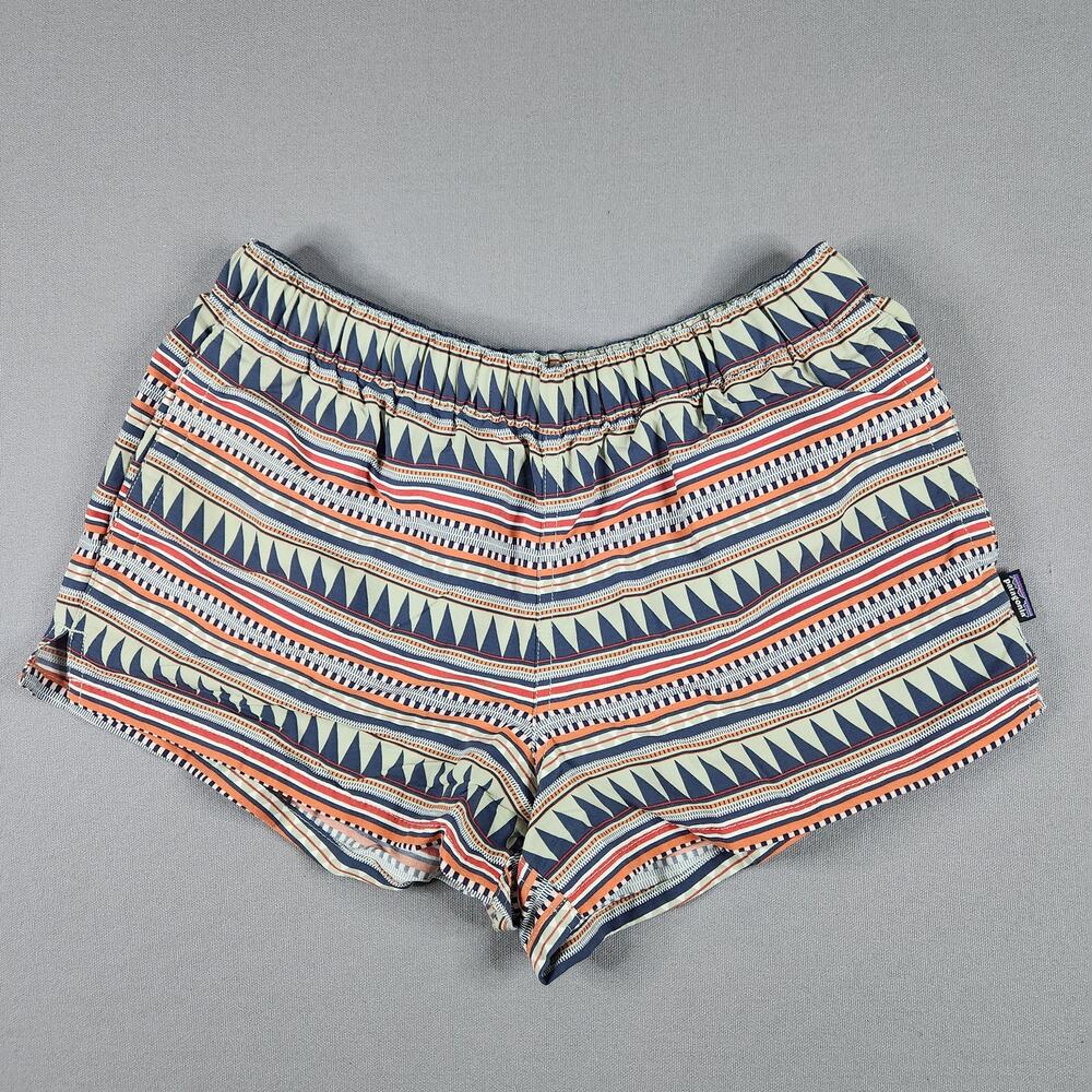 Patagonia Barely Baggies 2.5" Geometric Aztec stripes shorts size small, lining